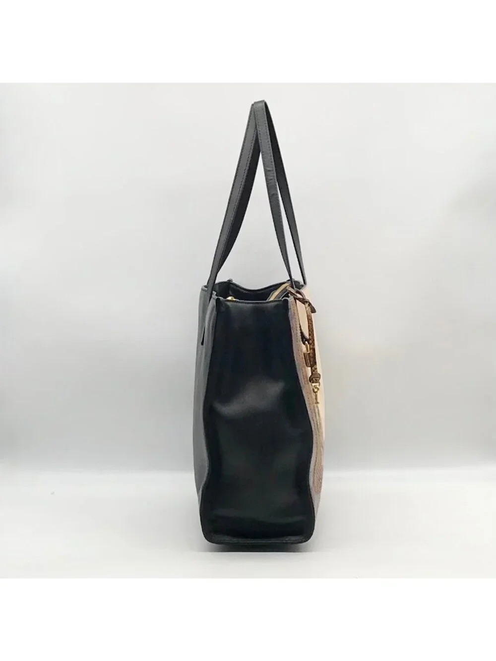 Marc Jacobs Black Snake Embossed Leather Grind Shopper Tote Bag